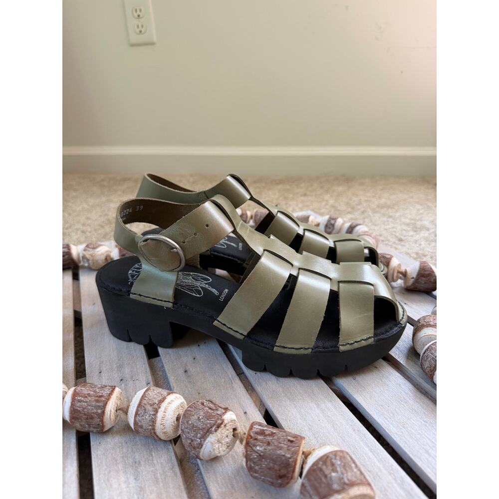 Fly London EMME511FLY Green Strappy Buckle Strap Heel Sandal - Picture 2 of 10